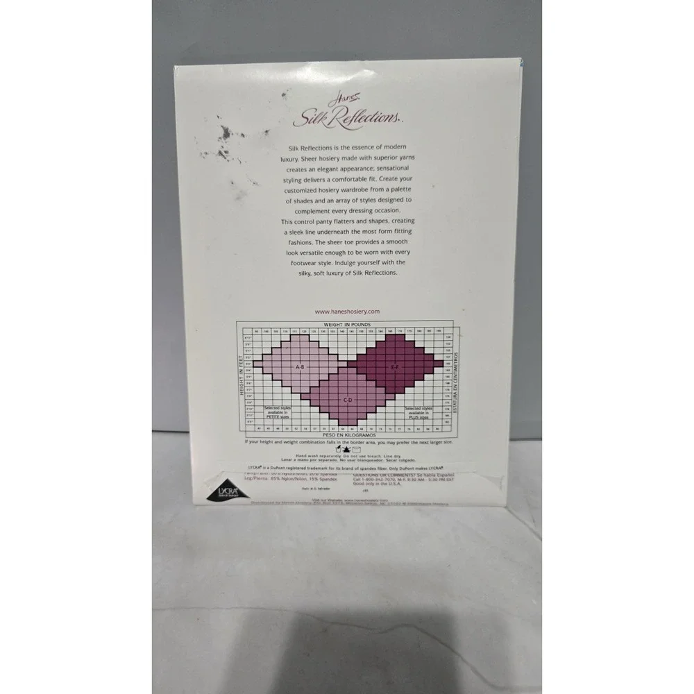 Vintage Hanes Silk Reflections Pantyhose Barely Black Size C-D With Control Top